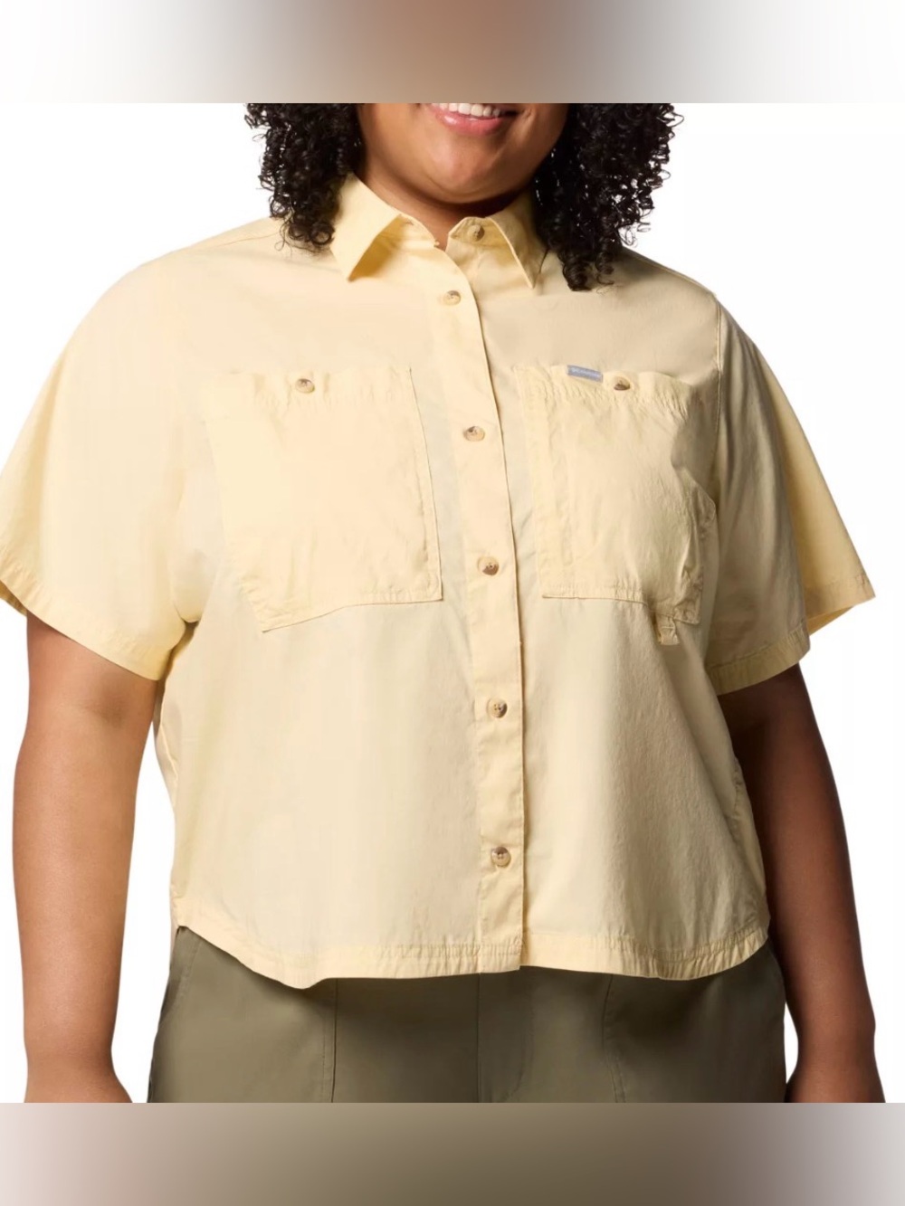 Columbia Brea Falls Woven Short Sleeve Shirt - Lemon Wash Womens XXL NWT